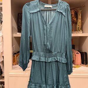 DO+BE Ocean Blue Long Sleeve Ruffle Dress
